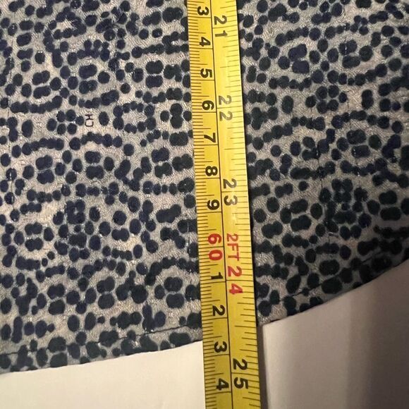 Carolina Herrera Silk Blouse Sz 0-6 3/4 Sleeves Gray Blue Dots - Picture 8 of 11